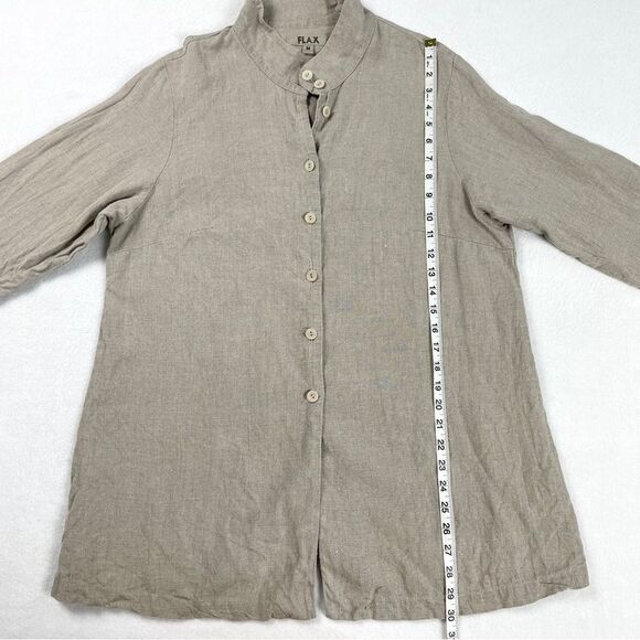 FLAX Linen Button Down Shirt Jacket Top - Picture 6 of 9
